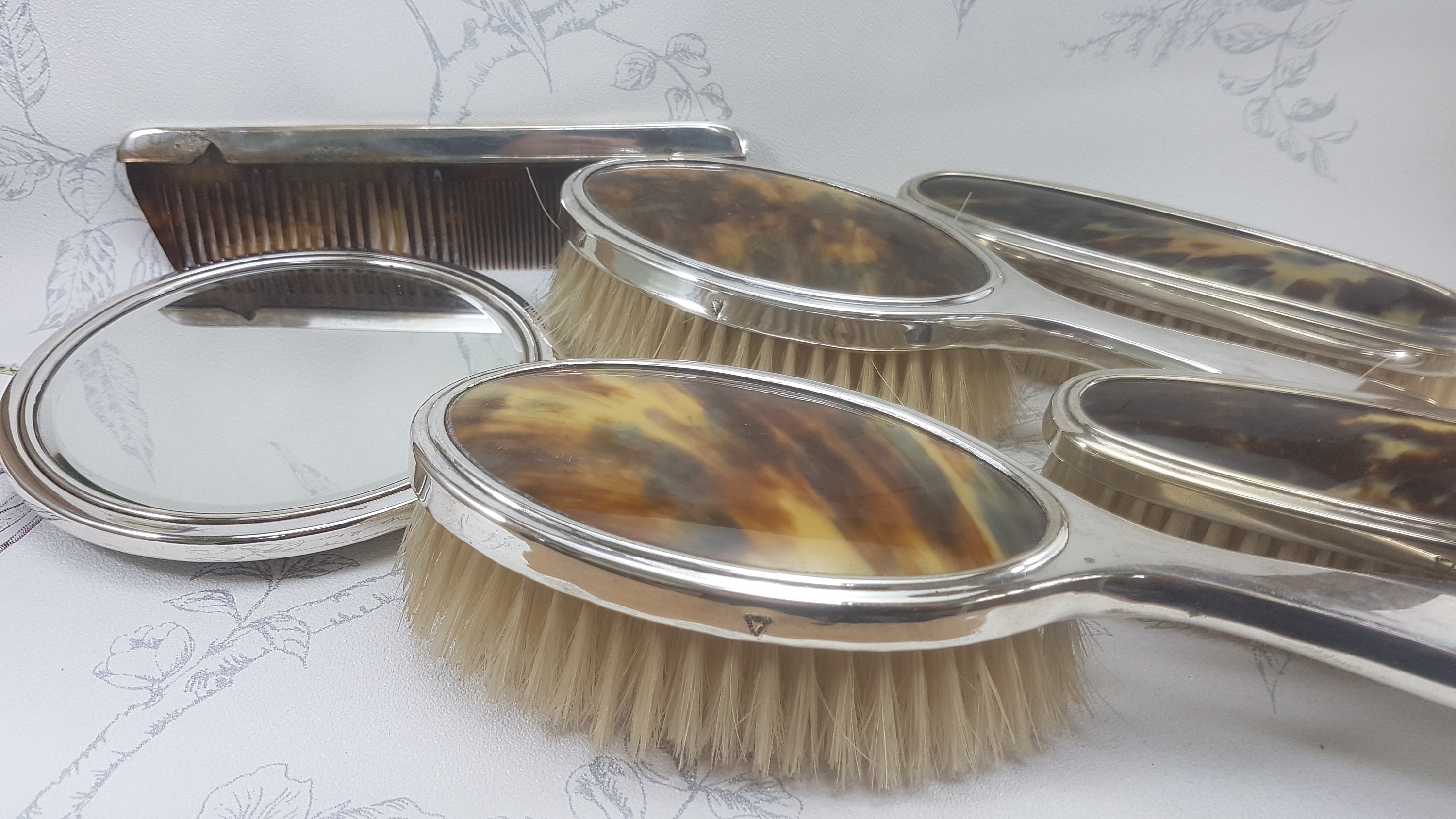 Art Deco vanity set vintage silver plate vanity set faux Etsy