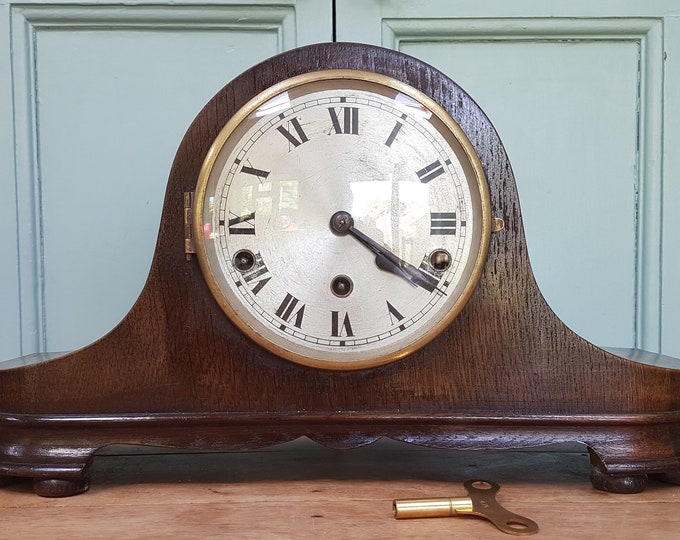 Vintage Westminster Chimes Mantel Clock, Antique Napoleon Hat Mantel