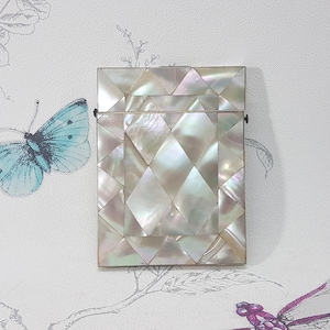 Antique Mother of Pearl Card Case: Victorian Calling Card Holder