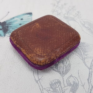 Antique Leather Pin Cushion: Square Velvet Sewing Tool