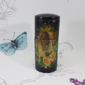 Recipiente de madera victoriano para lacre, recipiente antiguo para lacre, decoración de escritorio vintage