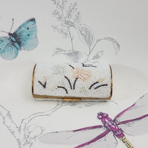 Vintage Beaded Cigarette Case, Floral Barrel Design
