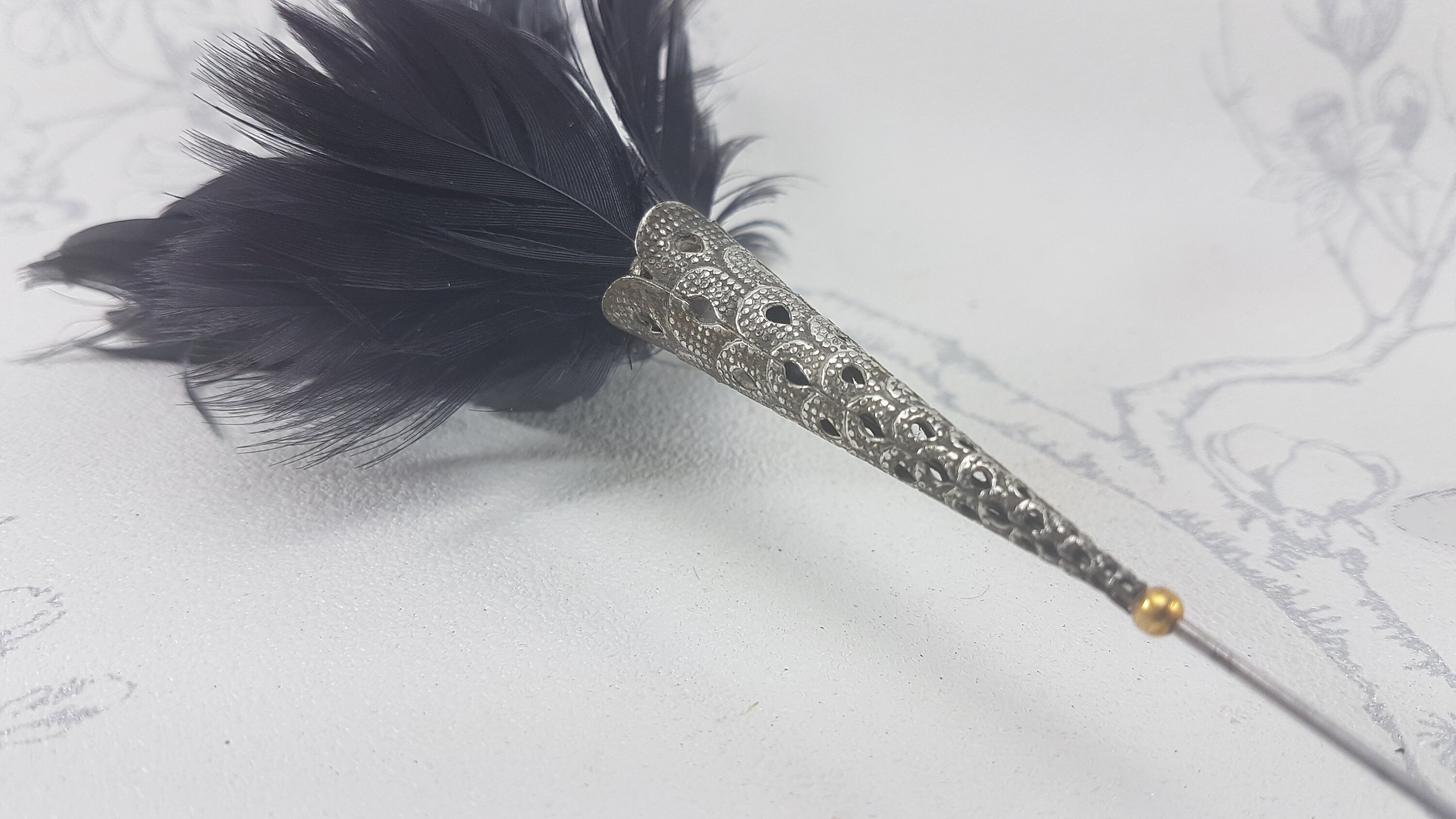 Antique feather hat pin unique vintage black feather hat pin Etsy