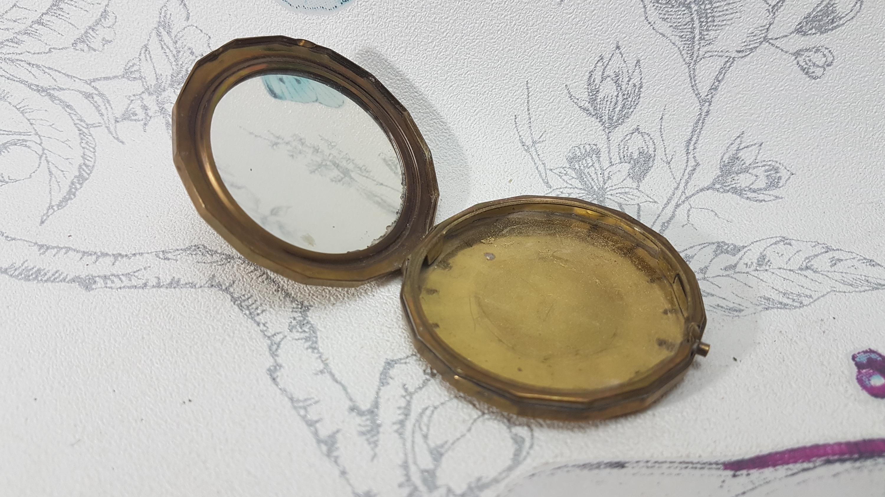 Vintage Yardley Compact Mirror, Art Deco Gold Tone Powder Compact