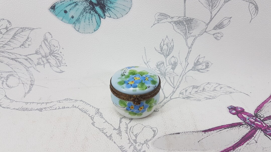 Vintage JD Dumont Limoges Porcelain Pill or Trinket Box Small Etsy