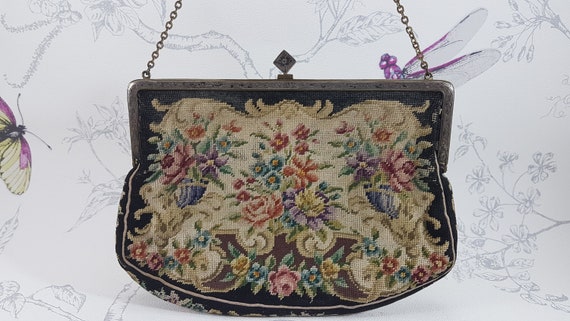 Vintage petit point tapestry evening bag, vintage… - image 4