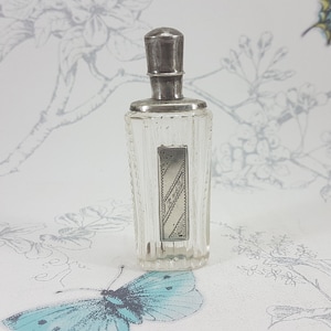 Antique Dutch Silver Perfume Bottle: 19th Century Cut Glass Scent Bottle