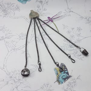 Antique Silver Floral Etched Chatelaine: Steel Thimble Case & Pincushion