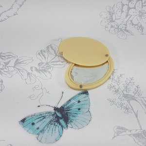 Antique celluloid hand mirror, Art Deco celluloid compact hand mirror with swivel top, vintage celluloid make up mirror