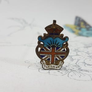 Antique silver gilt and enamel hat pin, British Columbia sterling silver hatpin
