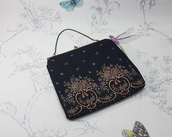 1950年代のバッグ プチポワン 花柄刺繍 ヴィンテージ - Etsy 日本