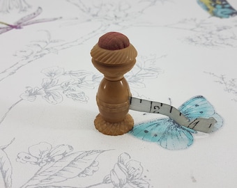 Victorian Carved Vegetable Ivory Tape Measure Pincushion: Antique Sewing Tool