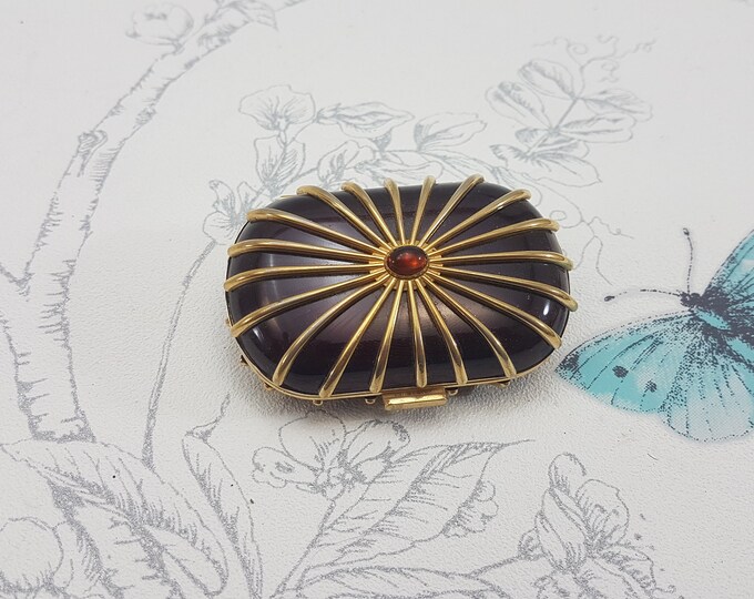Vintage Revlon Loose Powder Compact, Burgundy and Gilt Metal Revlon ...