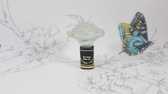 Vintage Glass Rose Scent Bottle: Collectible Oil Bottle
