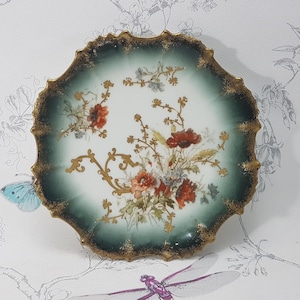 Antique Coiffe Limoges Porcelain Plate: Hand-Painted Floral Decor