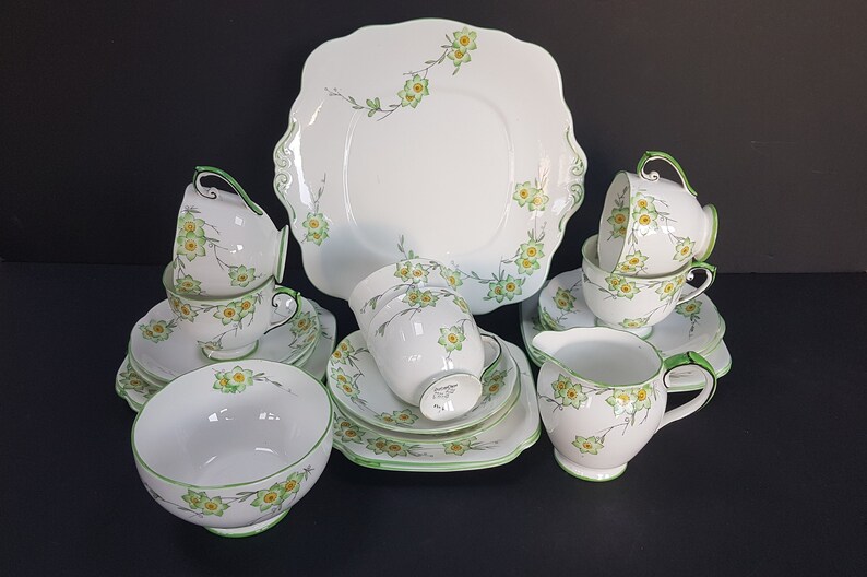 Art Deco Tea Set for 6 Roslyn China Tea Set for Adults Etsy UK