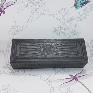 Boîte à bijoux ancienne en étain : boîte à gants Arts and Crafts des années 1900