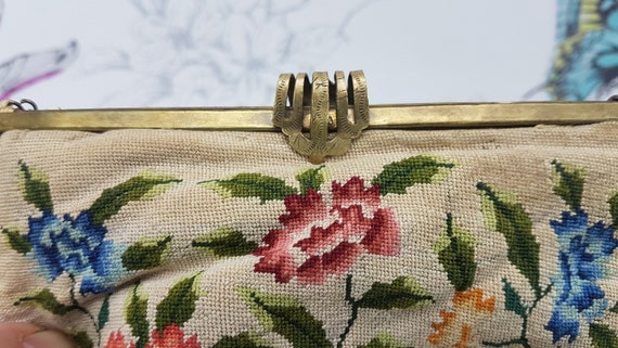 Antique petit point evening bag, finely embroider… - image 4