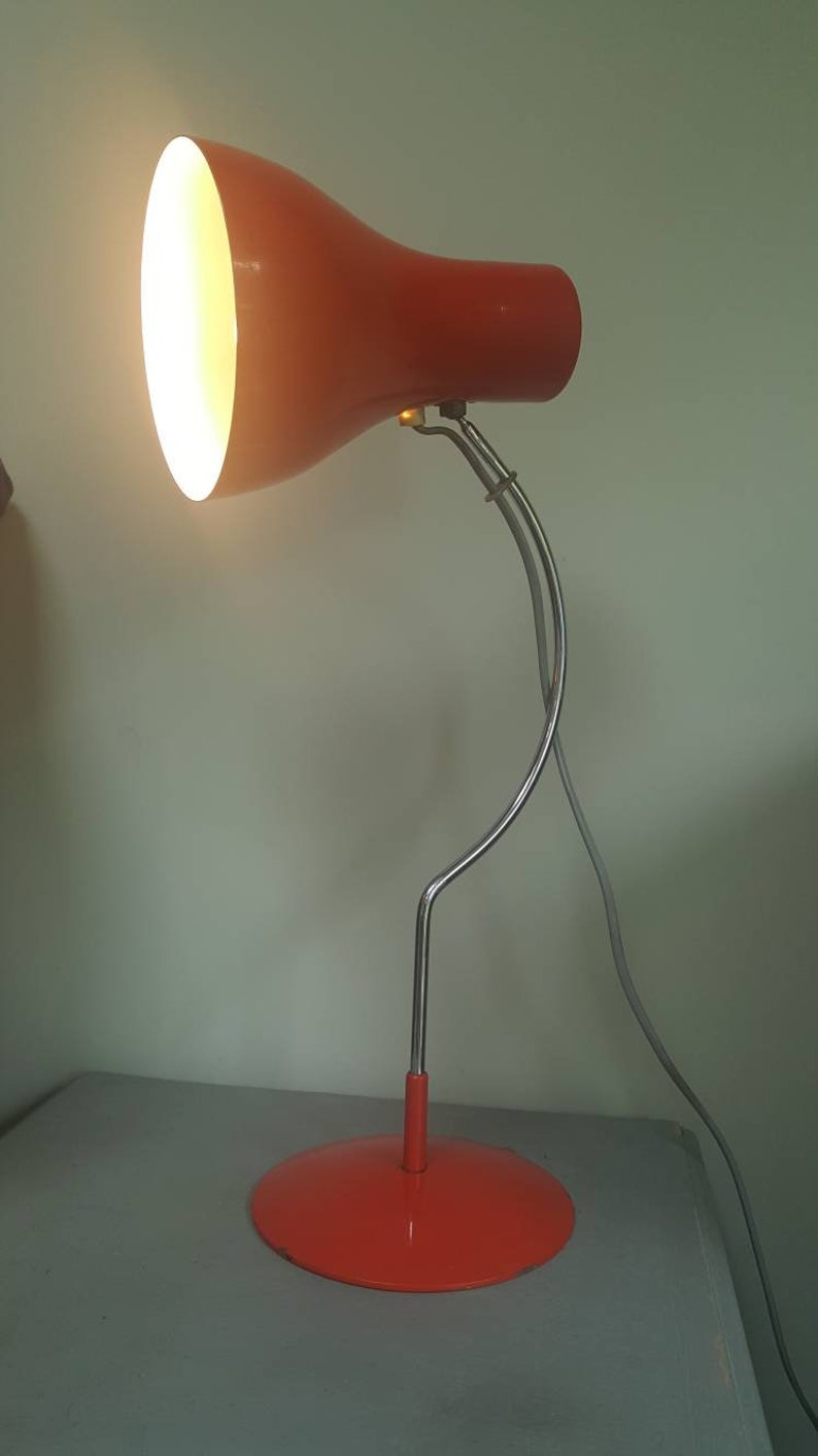 Josef Hurka Model 0521 Red Lamp Vintage Czech Lamp Mid Century Table Lamp by Napako Retro Designer Table Lamp