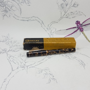 Penna stilografica Croxley, penna a inchiostro vintage di metà secolo, penna a inchiostro antica a leva nella scatola originale, un prodotto Dickinson
