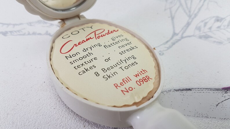 French vintage vanity mirror lipstick holder Vintage Coty Cream Powder compact mirror with lipstick holder