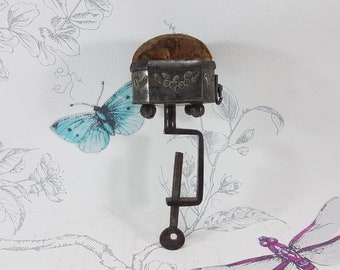 Georgian Steel Sewing Clamp Pincushion with Needle Drawer