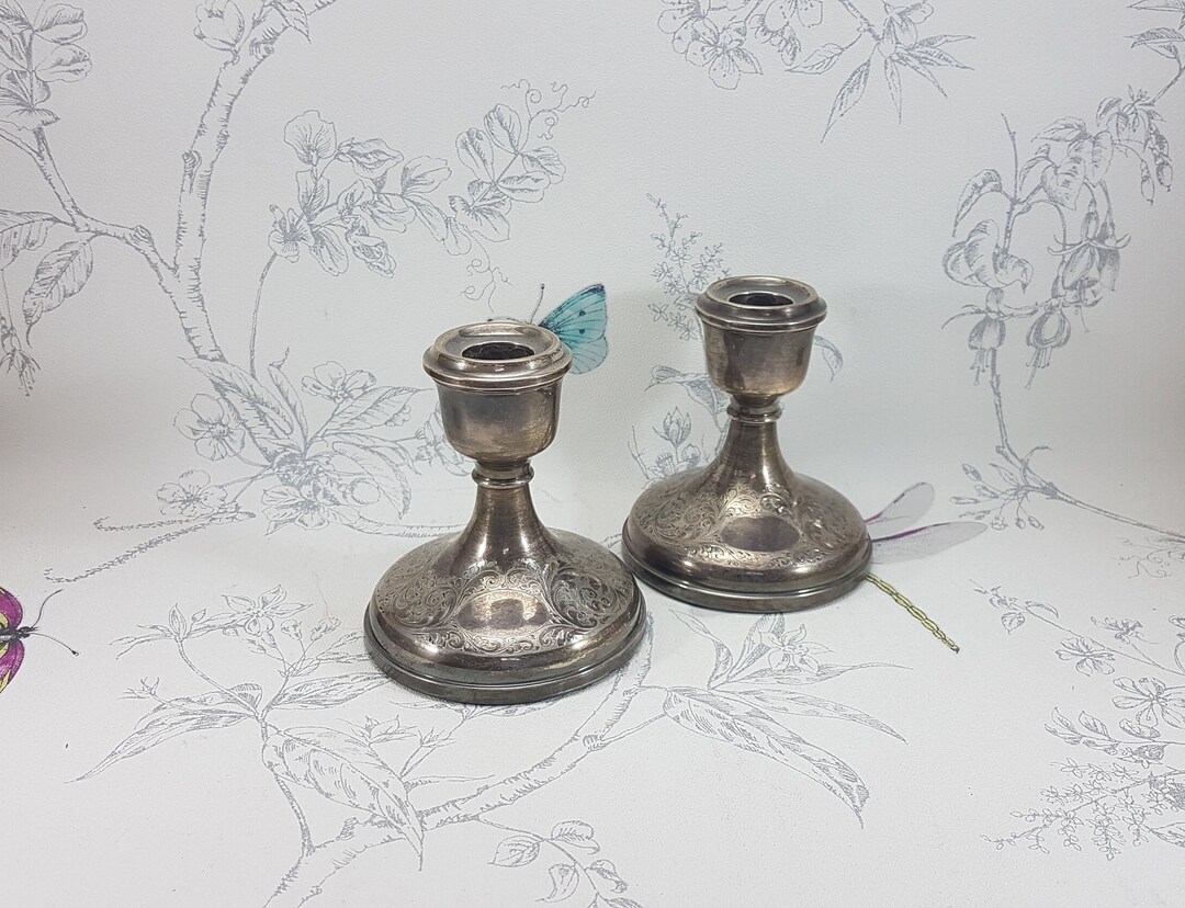 Vintage Silver Piano Candlesticks Hallmarked Sterling Silver Etsy
