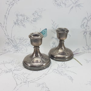 Vintage Sterling Silver Piano Candlesticks: Charles S Green, 1978