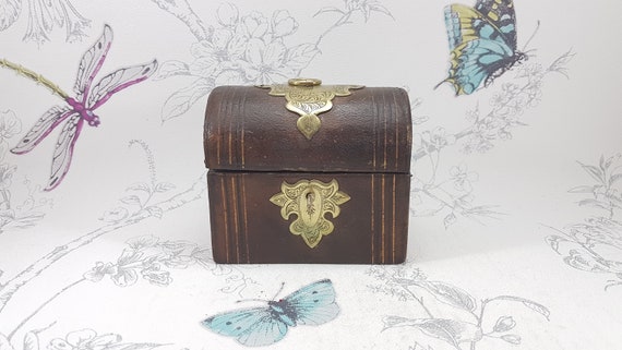 Victorian Leather Perfume Casket: Antique Brass Mounted Bottle Set