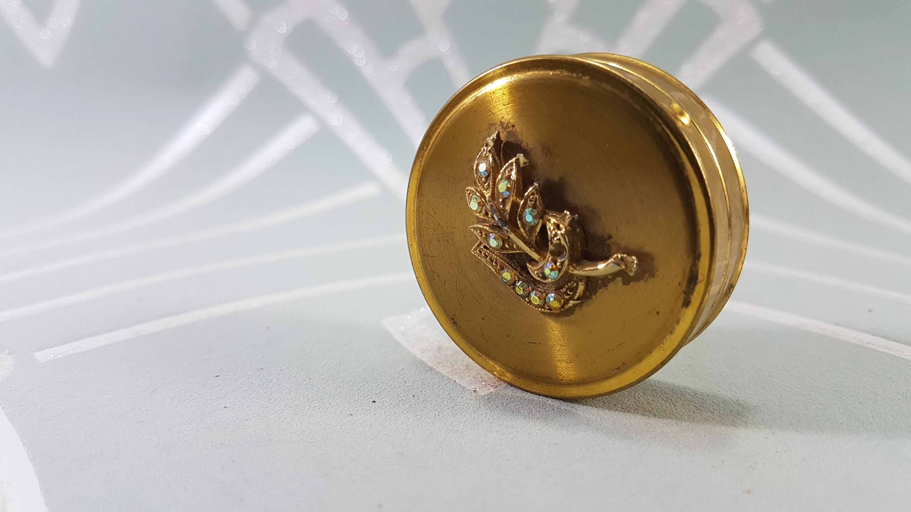 Vintage Pill Box Gold Tone Pill Box With AB Rhinestones Etsy