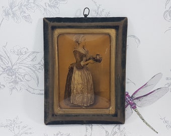 Antique Crystoleum Portrait in Velvet Frame: Victorian Wall Art