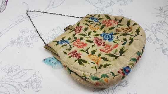 Antique petit point evening bag, finely embroider… - image 2