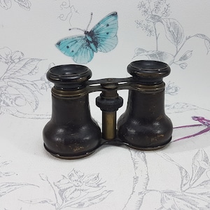 Vintage opera glasses with leather handles, vintage racing glasses, antique pocket binoculars