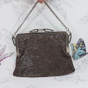 Antique Cut Steel Beaded Clutch: Edwardian Arts & Crafts Evening Bag