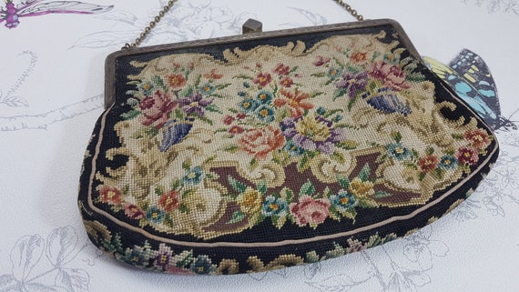 Vintage petit point tapestry evening bag, vintage… - image 3