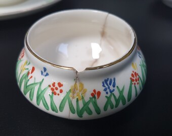 ヴィンテージ クラウン デュカル ティーセット 2人用：手描きの花柄