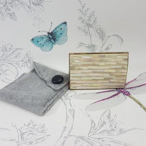 melissa cigarette case Vintage Mother of Pearl Cigarette Case, Melissa Cigarette Case With Mother  of Pearl Lid and Fabric Case, Vintage Smoking Accessories