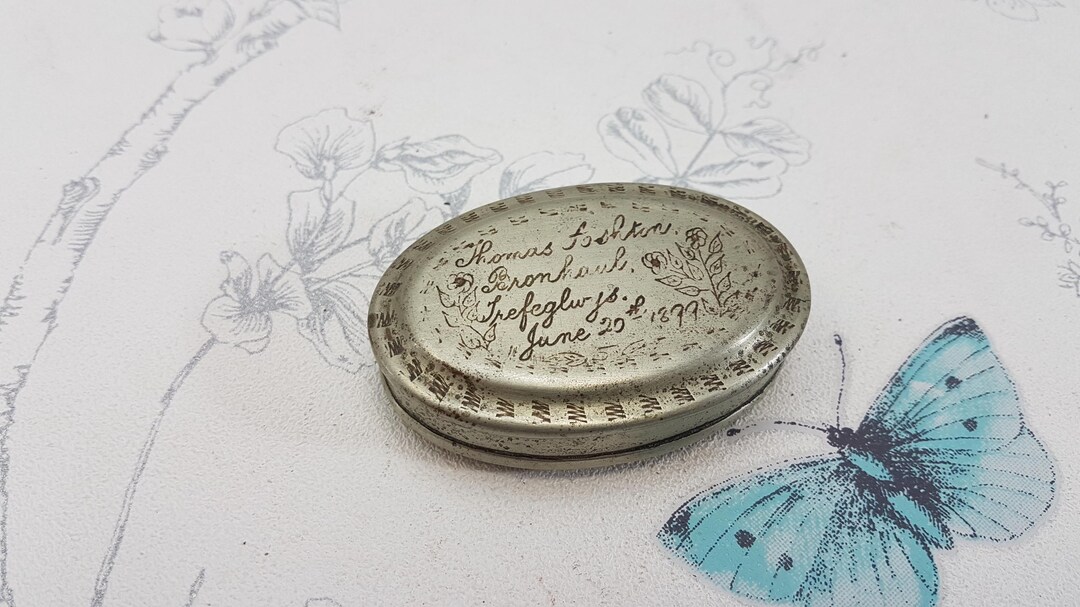 Antique Metal Tobacco Box, Welsh Colliery Miner's Tobacco Case ...