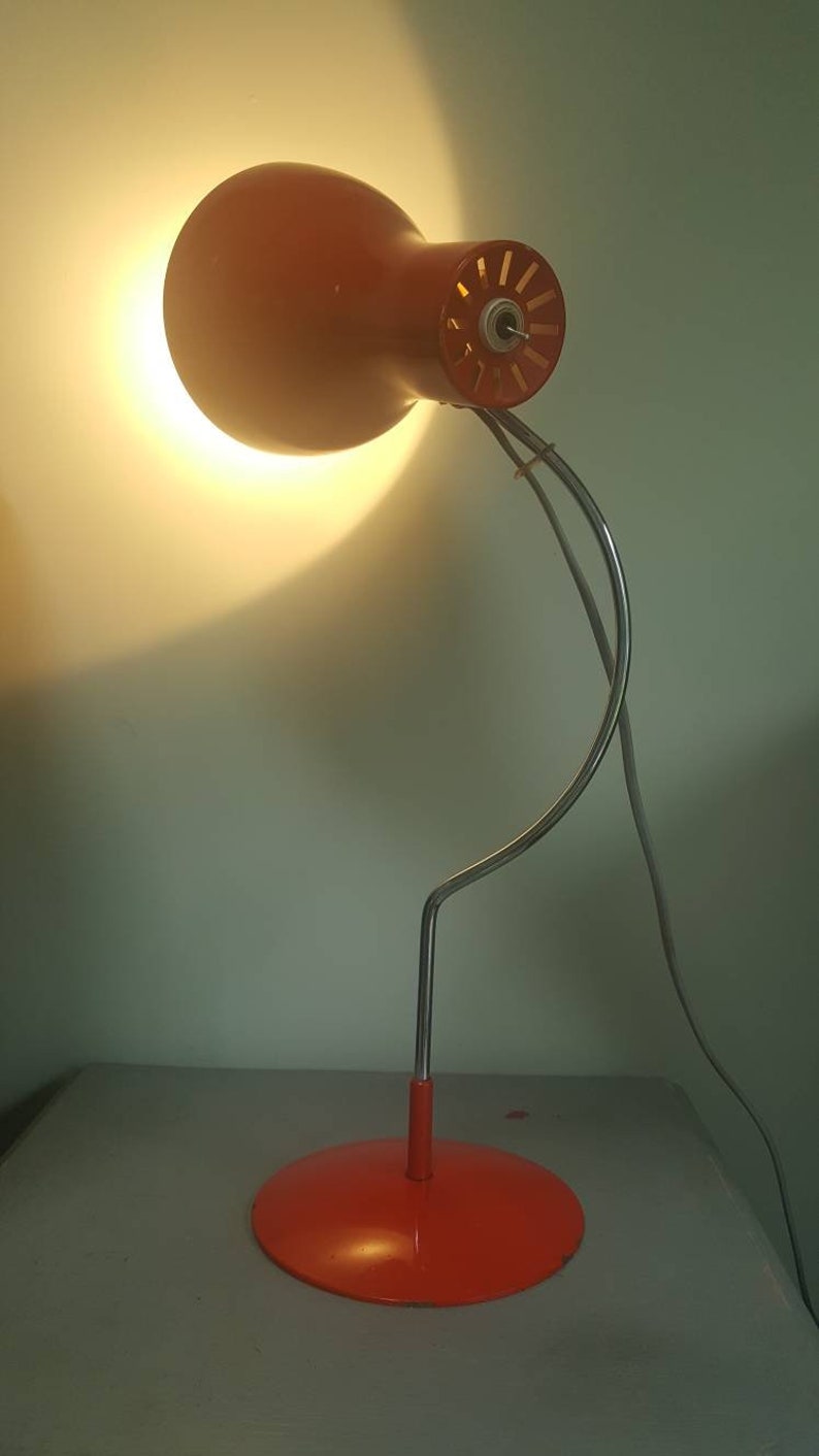 Josef Hurka Model 0521 Red Lamp Vintage Czech Lamp Mid Century Table Lamp by Napako Retro Designer Table Lamp