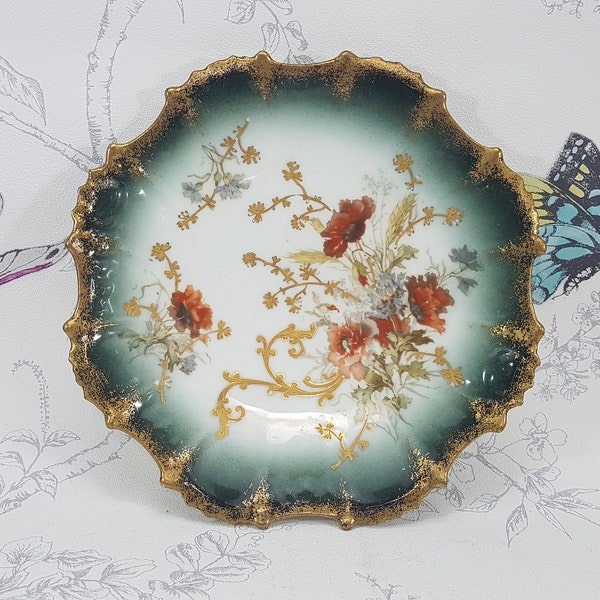 Antique Limoges Coiffe decorative plate, antique French porcelain hand painted plate