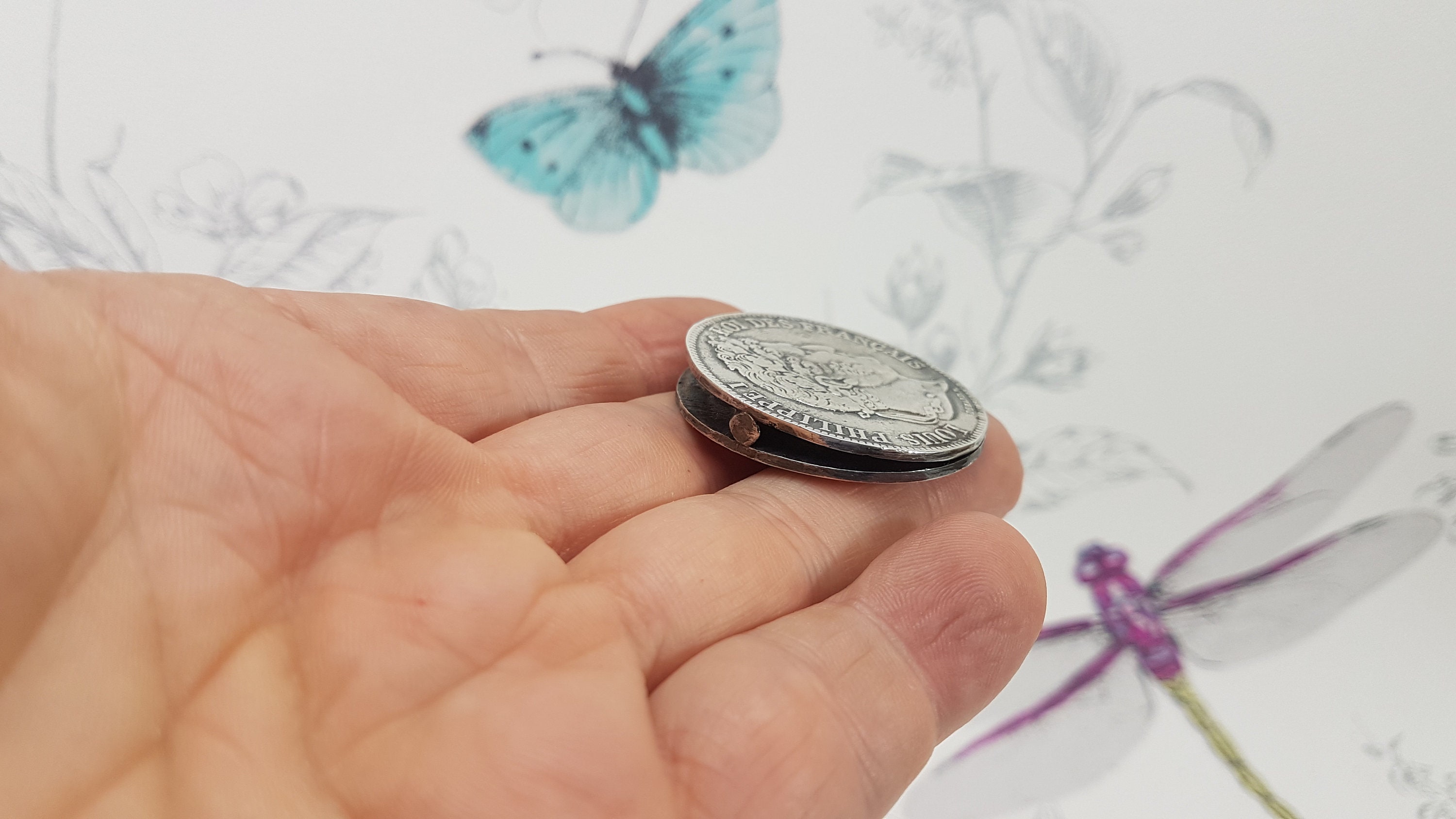 Pince à Billets En Argent Sterling Datée 1837 Louis-Philippe 1er - Bijou Vintage En Bon état