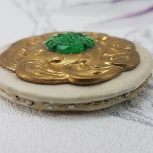 Vintage Sewing Pincushion Wheel: Jeweled Gilt Metal Top