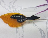 Vintage celluloid lucite hat pin, Art Deco flash hat pin, antique paste stone flash hatpin, collectable 1930s hatpin