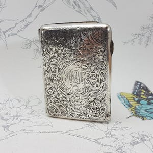 Borsa da ballo antica in argento, promemoria in argento sterling edoardiano, porta carte antico in argento Birmingham 1904