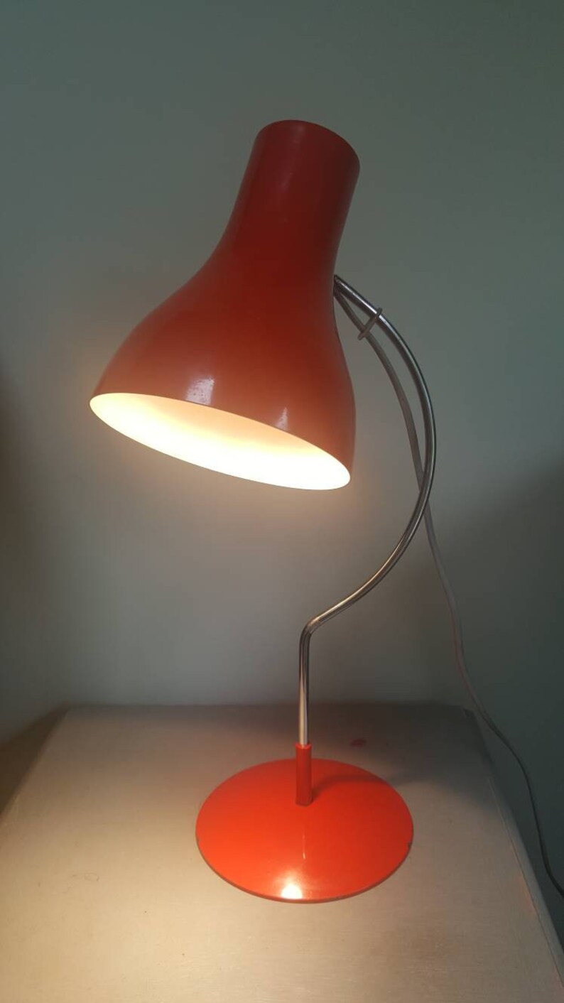 Josef Hurka Model 0521 Red Lamp Vintage Czech Lamp Mid Century Table Lamp by Napako Retro Designer Table Lamp
