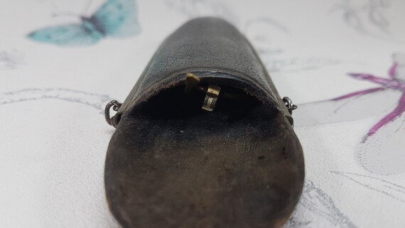Antique Leather Chatelaine Spectacles Case: Velve… - image 10