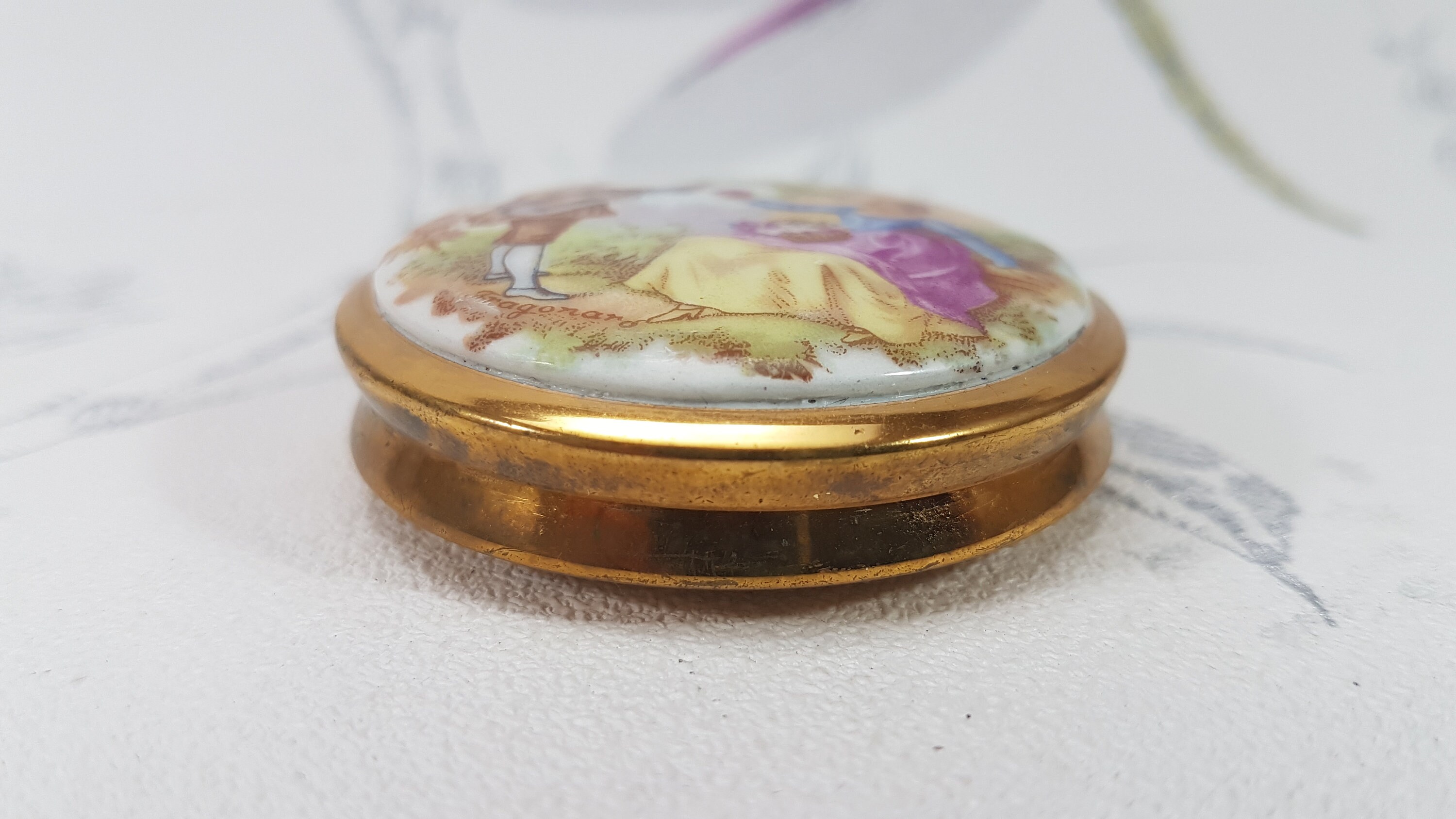 ヴィンテージ リモージュ磁器コンパクトミラー：フラゴナール