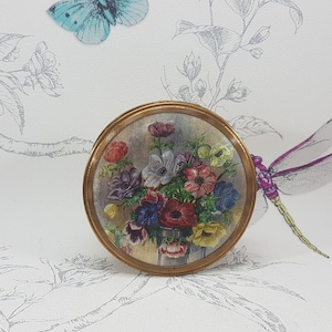 Vintage Mascot Floral Powder Compact: Collectible ASB Mirror