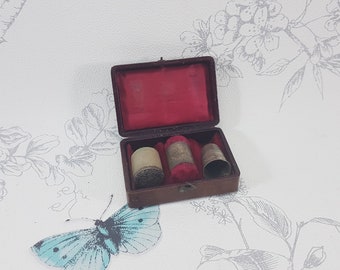 Antique Sewing Etui: Victorian Leather Case with Thimble & Emery