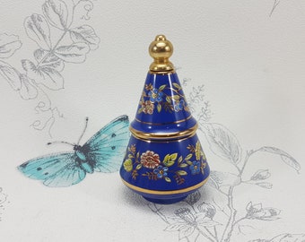 ヴィンテージ磁器の無垢香水瓶、青い花柄セラミックとダッバー - Etsy 日本